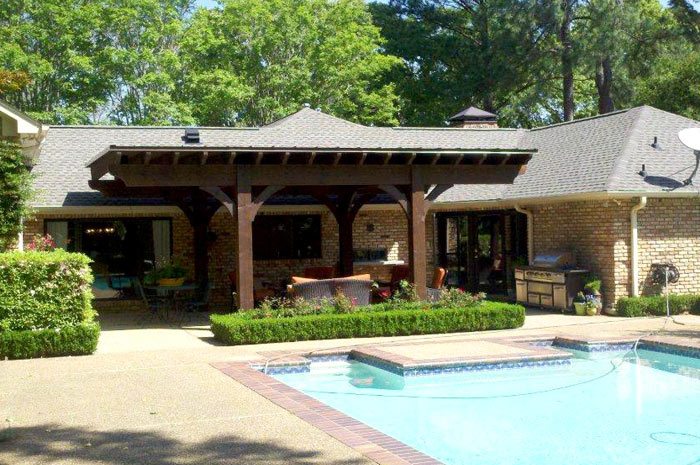 pool side dovetail pavilion shade patio