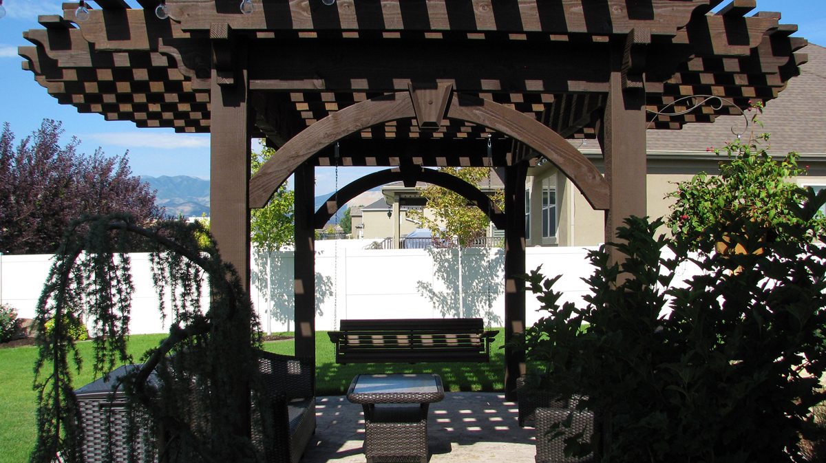 swing timber framed pergola