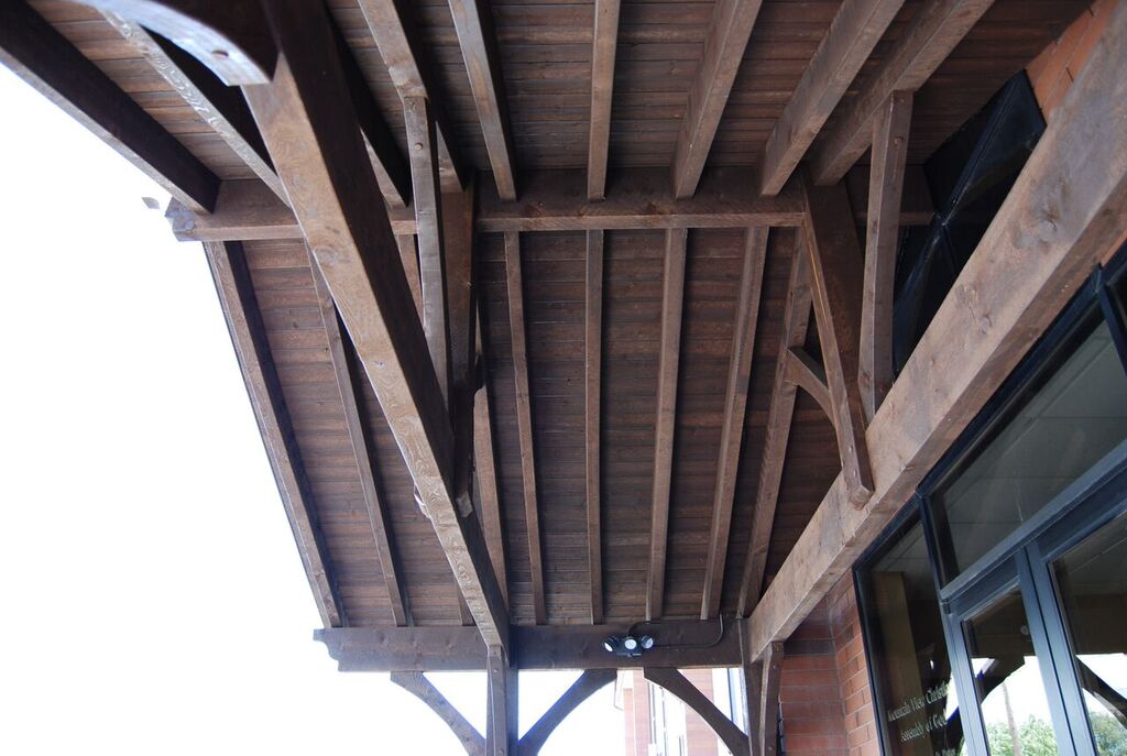 beneath the timber frame pavilion