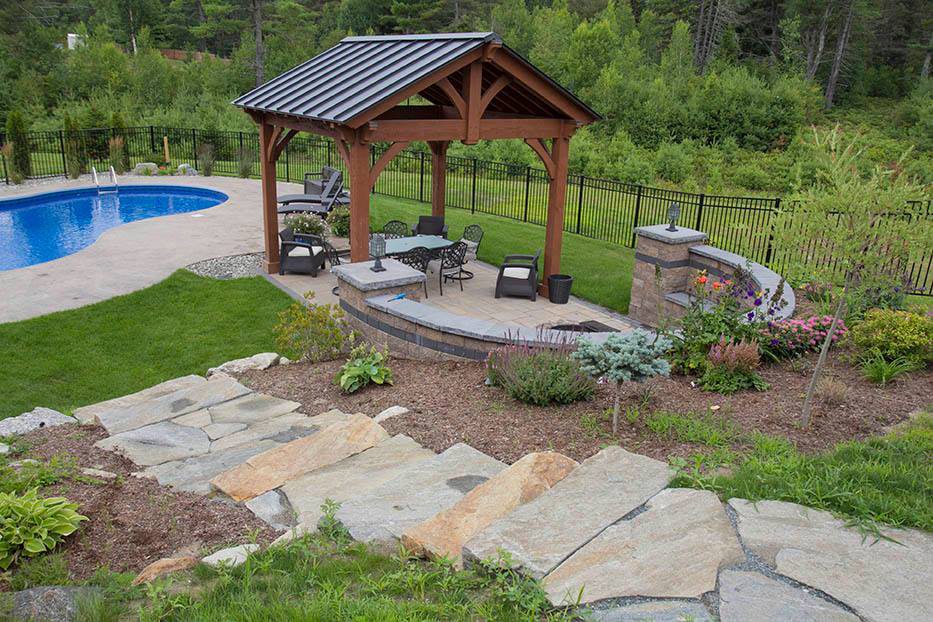 timber frame pavilion kit installed for shade