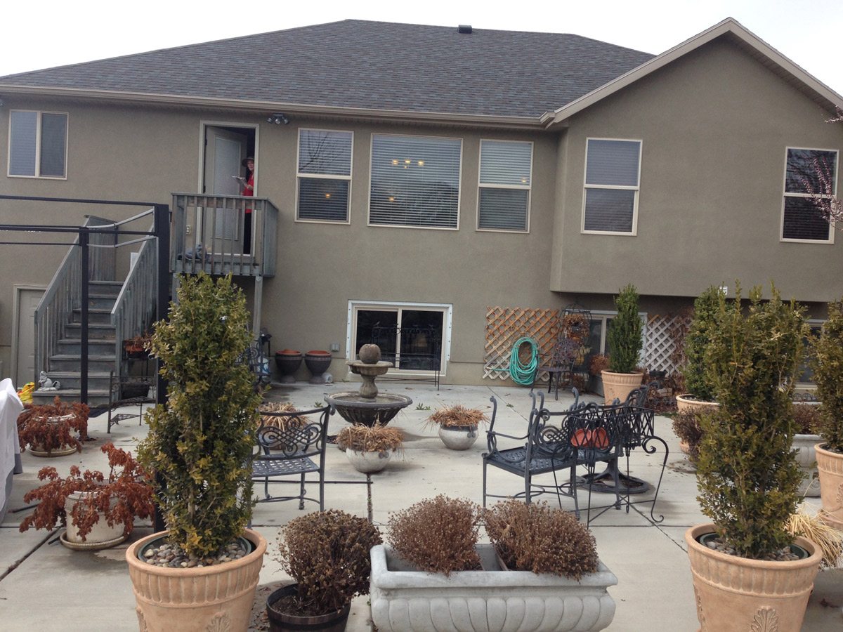 concrete patio metal pergola