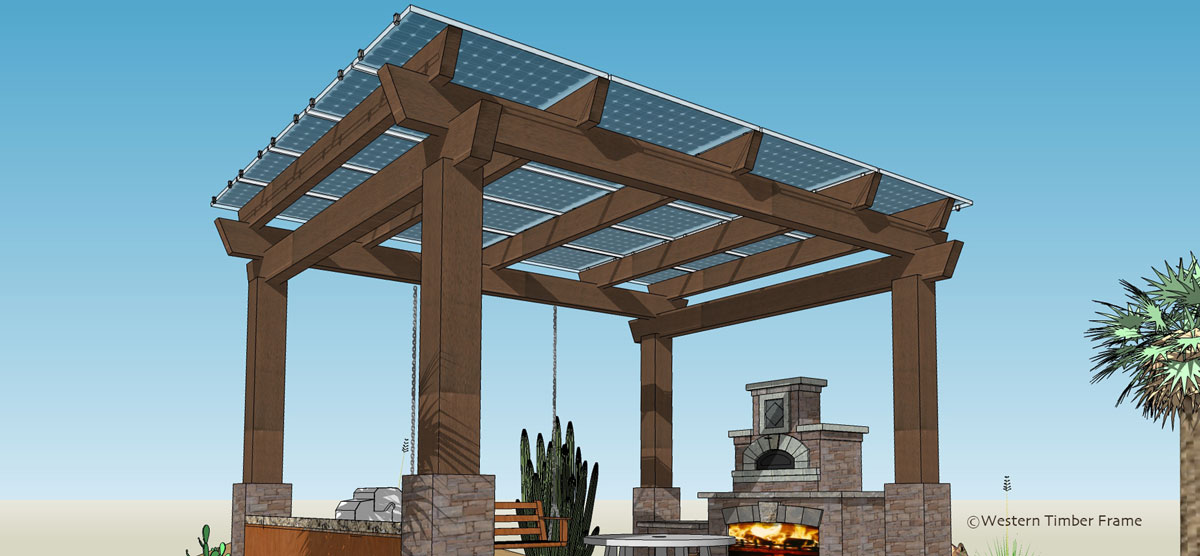 Solar panels on pergola