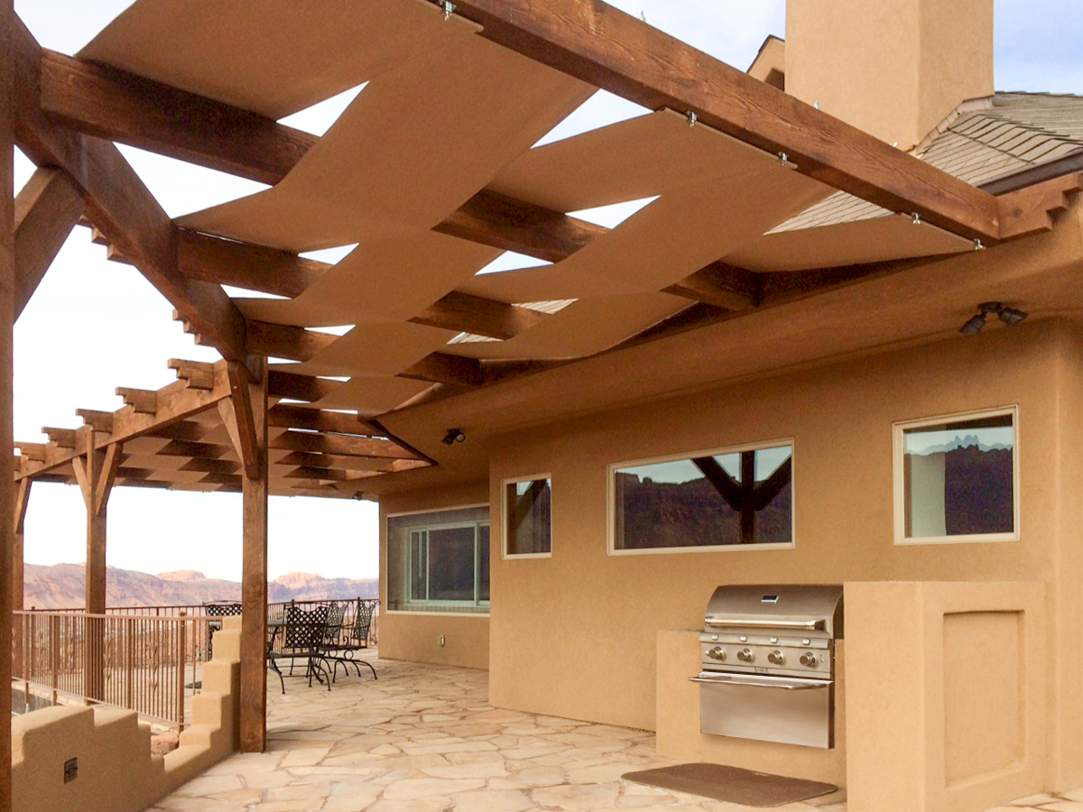 latticed shade cloth roof