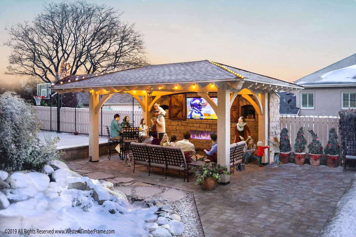 pavilion in snow